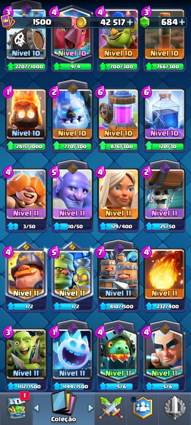 Conta de clash royale top 9533 Troféus 123/124 cards