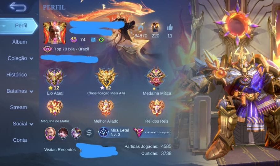 Conta Mobile Legends - 326 Skins Legends e Raras - Informações de Login Alterave