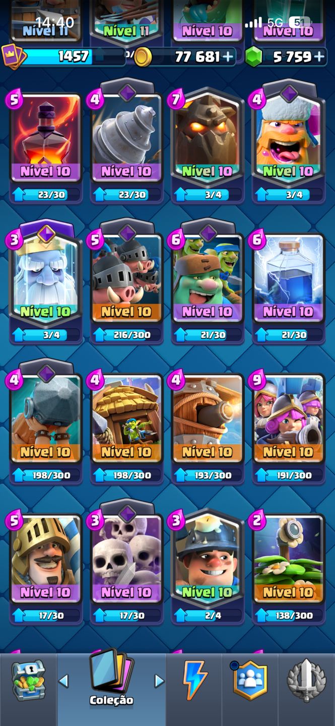 CONTA DE CLASH ROYALE COM EMBLEMA DE 10 ANOS+10K DE TROFÉU+9CARTA EVO+5K DE GEMA