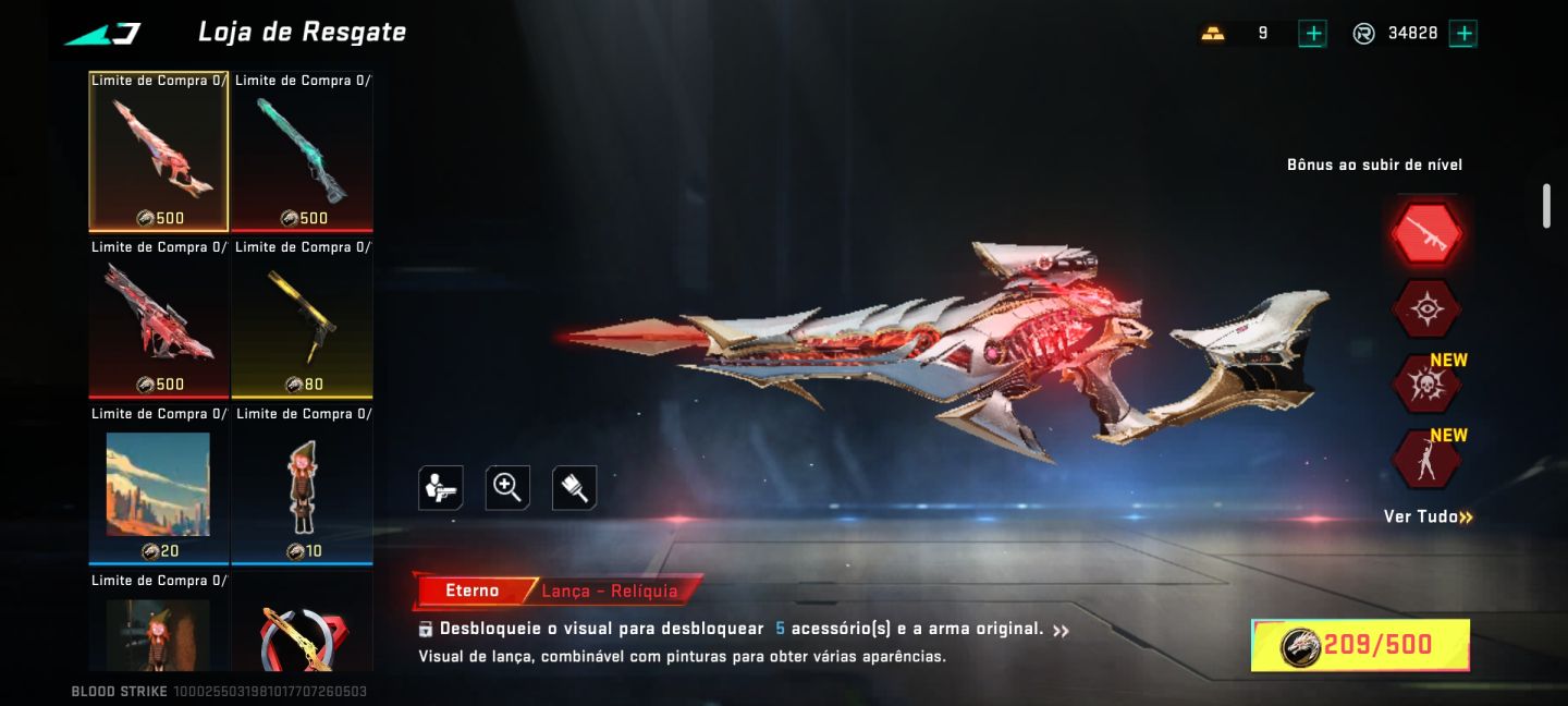 Conta bloodstrike com 4 Eterna e 4 facas, promoção imperdível de 460 pra 350