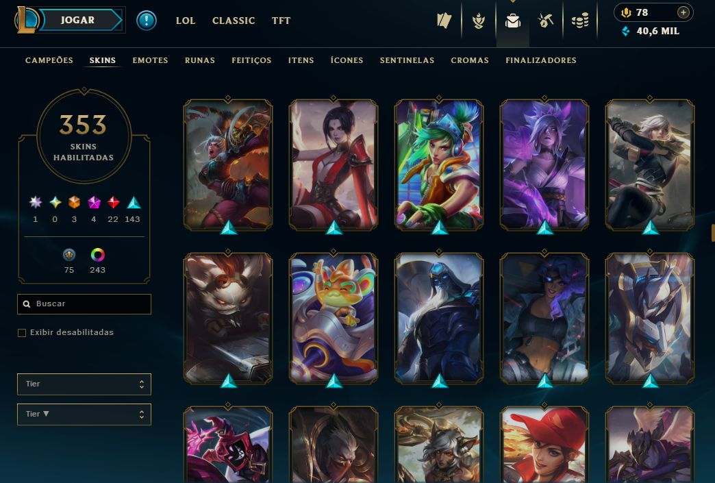 CONTA RARA DE 2014 FULL CAMPEÕES E SKIN AHRI FAKER,MONO RIVEN JHIN,DRAVEN 1 MI