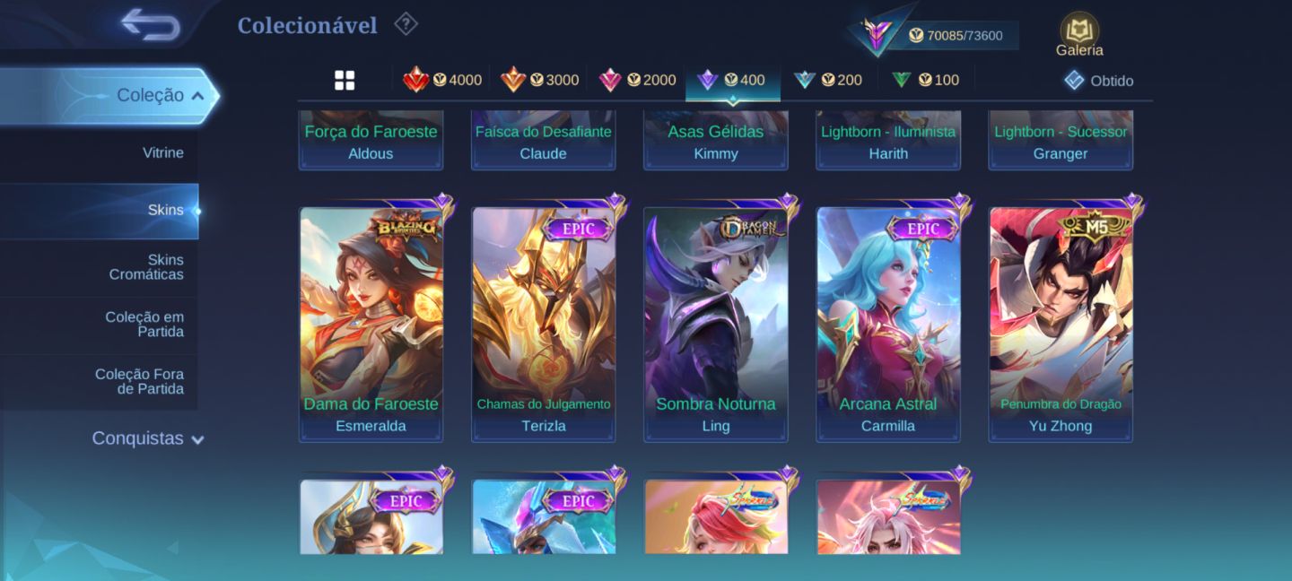 CONTA COLECIONADOR RENOMADO 2 FULL HERÓIS E 309 SKINS