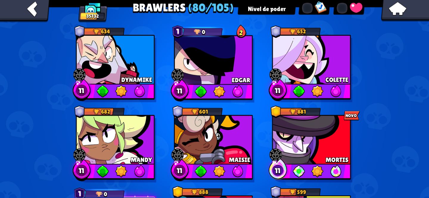 [CONTA DE BRAWL STARS 35K DE TROFÉUS 80 BRAWLERS | CONTA DE 2021 VÁRIOS PASSES ]