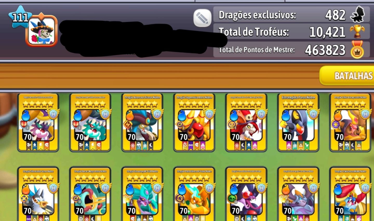 Conta de Dragon City com várias Skins