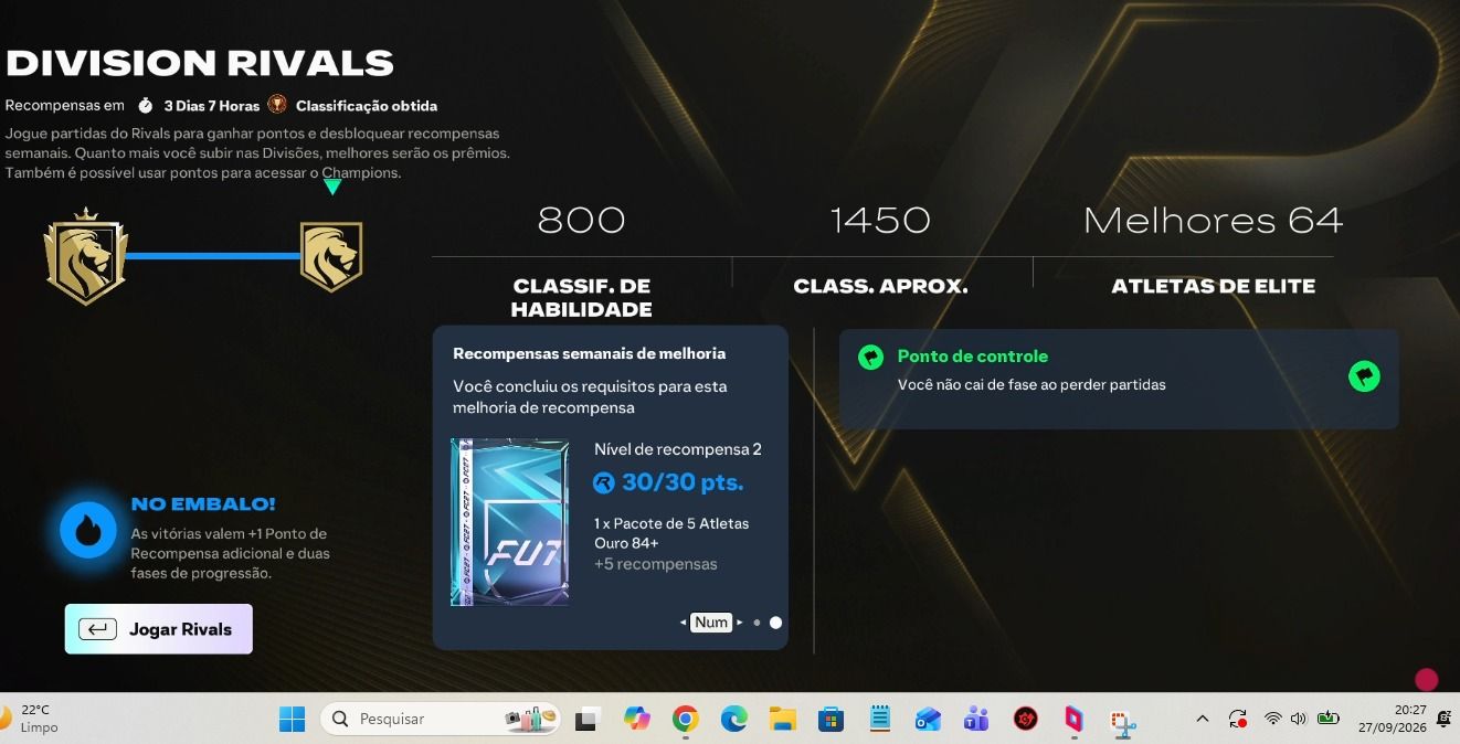 EA FC 27 | JOGO SUA WL / CHAMPIONS | RANK 1 + RIVALS | BOOSTING PC