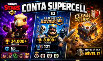 Conta Supercell com Brawl Stars, Clash Royale e Clash of Clans.