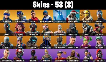 CONTA FORTNITE COM 53 SKINS NEO VERSA/OMEGA/VALOR/DRIFT/REDLINE/POWDER/ZOEY