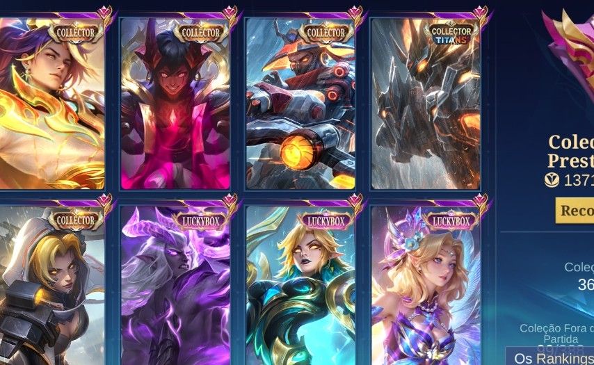CONTA MÓBILE LEGENDS SKINS STREET FIGTHER E COLABS