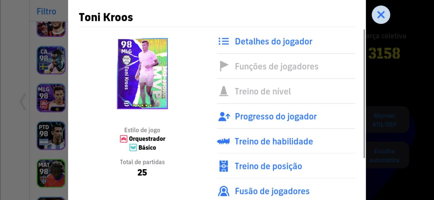 Conta eFootball TOP com Força Coletiva 3158 e Lendas como o novo Marcelo!