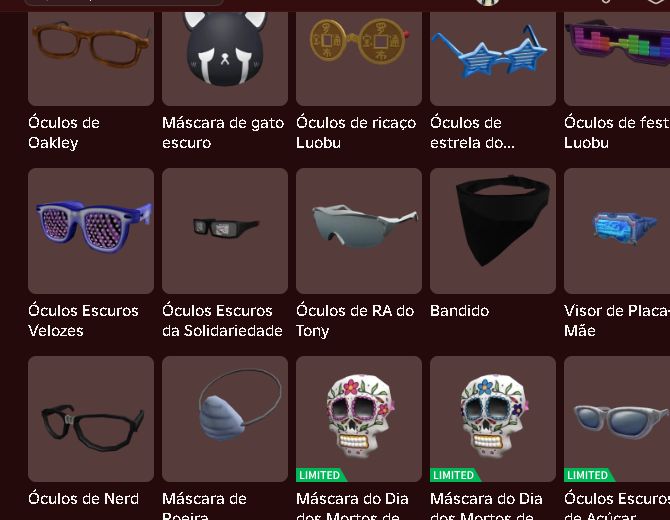 Conta de roblox com 10k de robux em skins