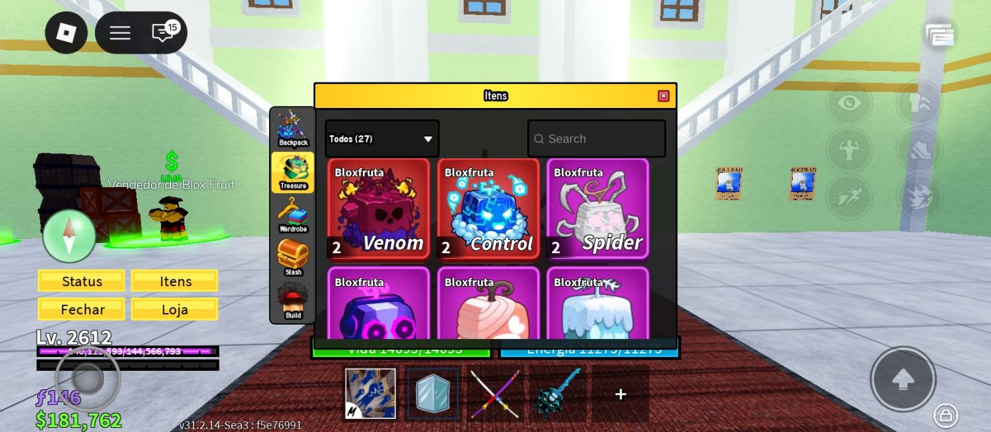 Conta de BLOX FRUITS com todas game pass e muitas frutas permanentes