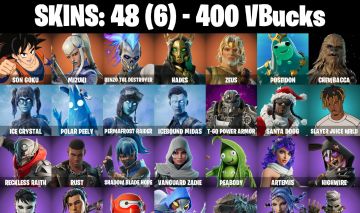 CONTA FORTNITE 48 SKINS MIZUKI/HADES/ZEUS/POSEIDON/STRAV/JADE/FELINA/POSEIDON