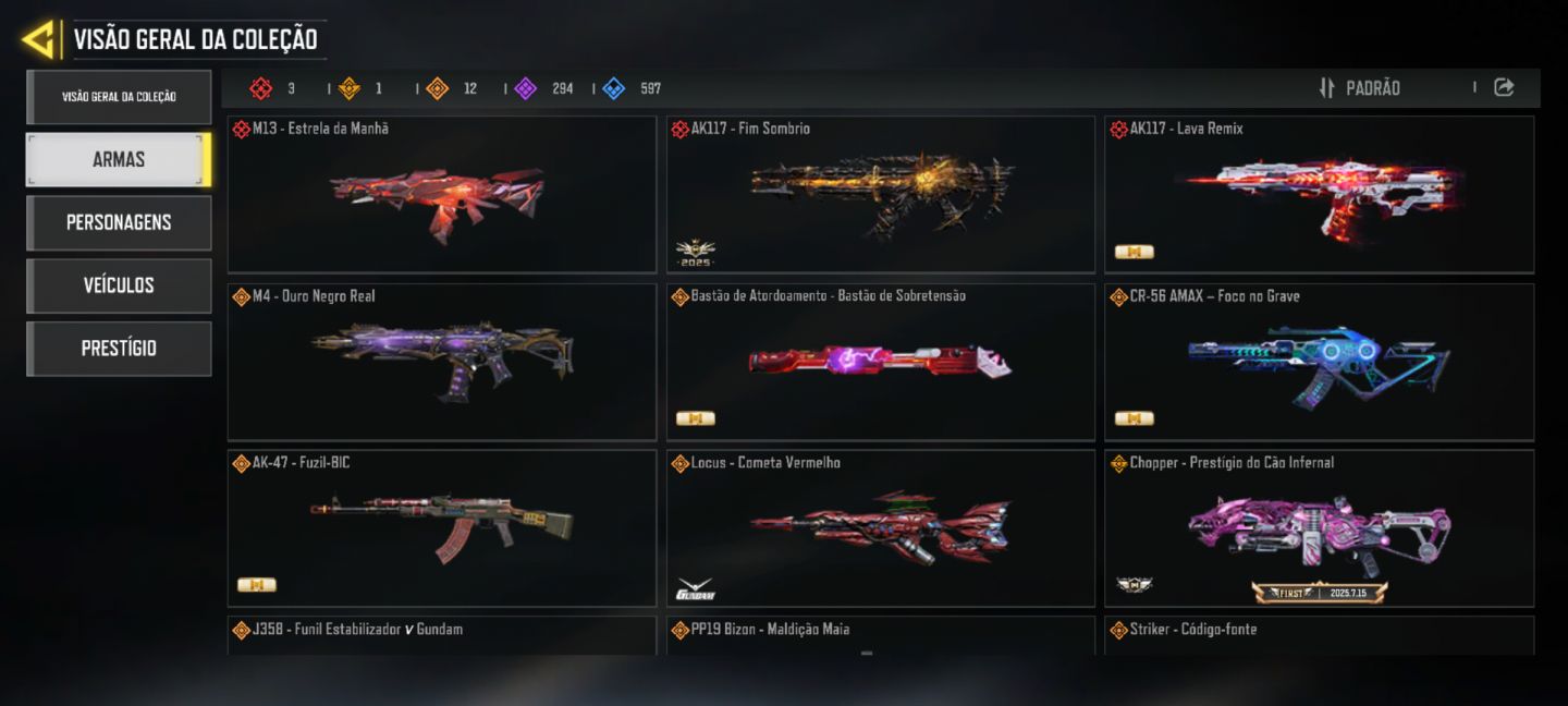 Conta call of duty com 3 skin mítica e 12 lendária