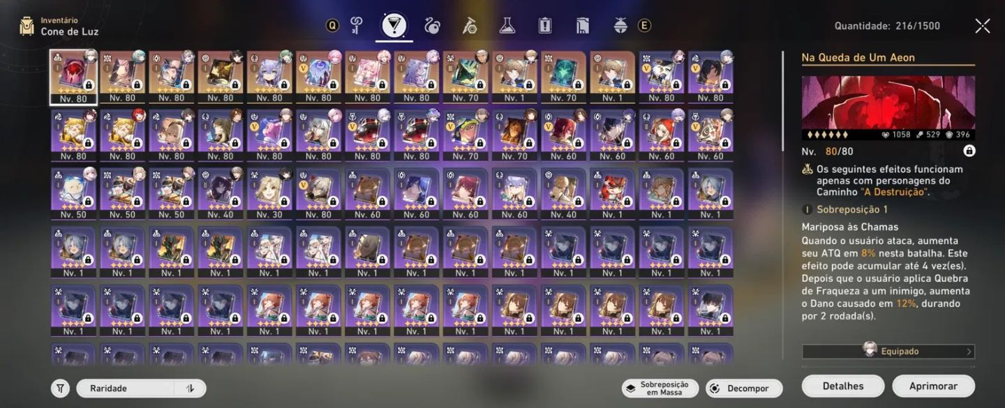 HSR ENDGAME | 20+ Limitados 5 Nv. 80 | Castorice Construída | 216 Cones