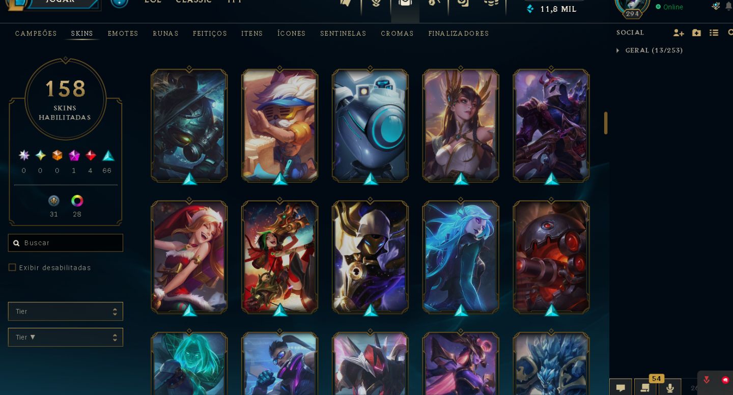 Conta LoL BR | Ex-Mestre | Esmeralda IV | +28 PDL | 158 Skins | 101 Champs