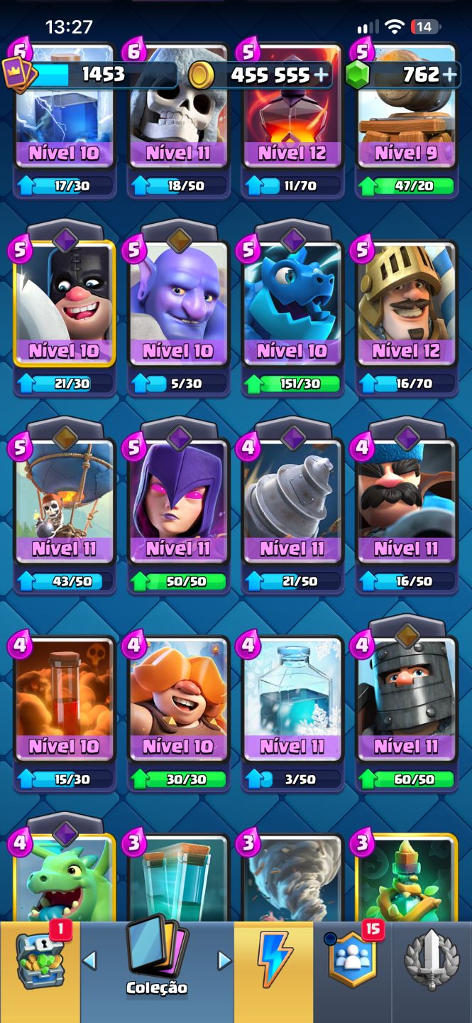 Conta Clash Royale Arena 24 9530 Troféus 762 Gemas 400k Moedas