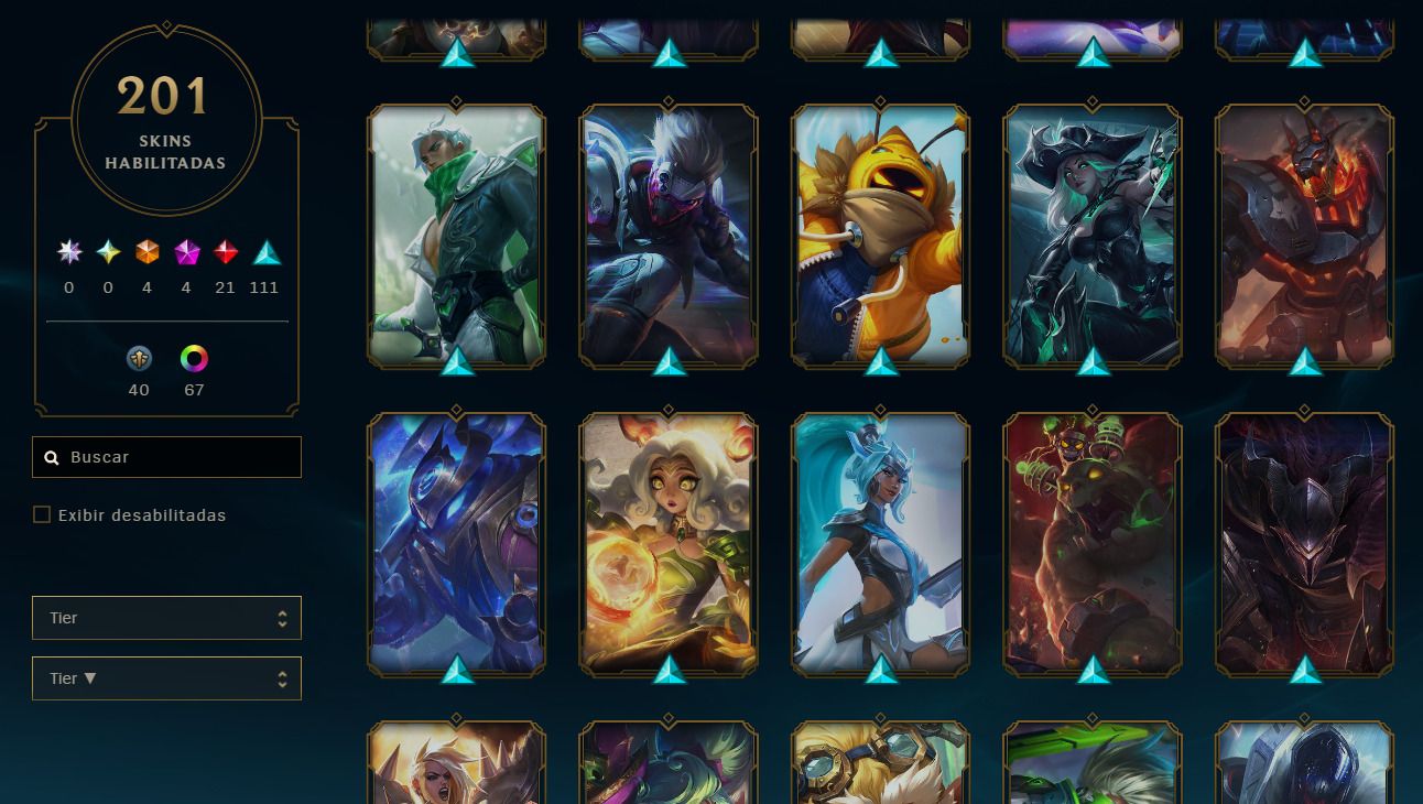 Conta LOL esmeralda full champs