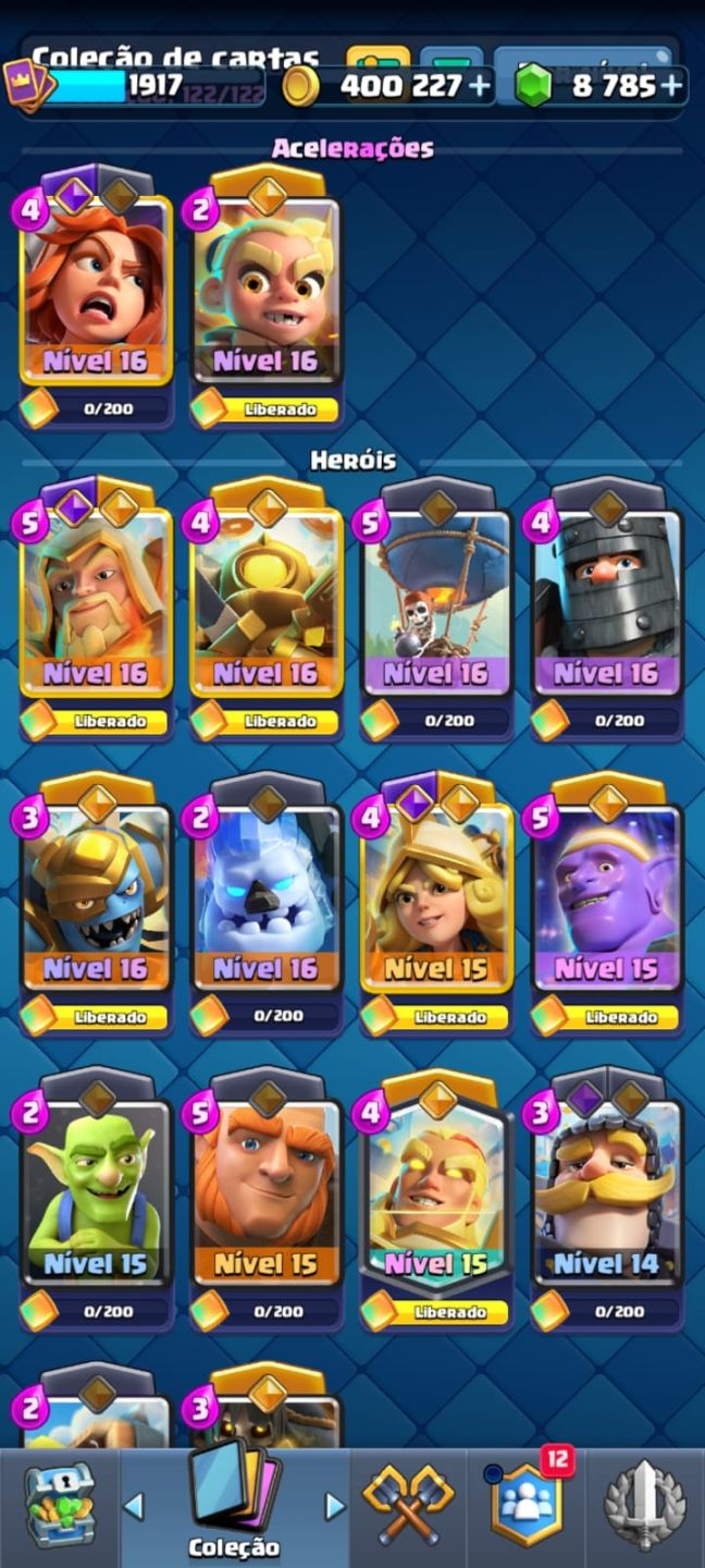 Clash Royale rei nível 16 + 8700 gemas + Full cartas + Evoluções + Heróis e mt++