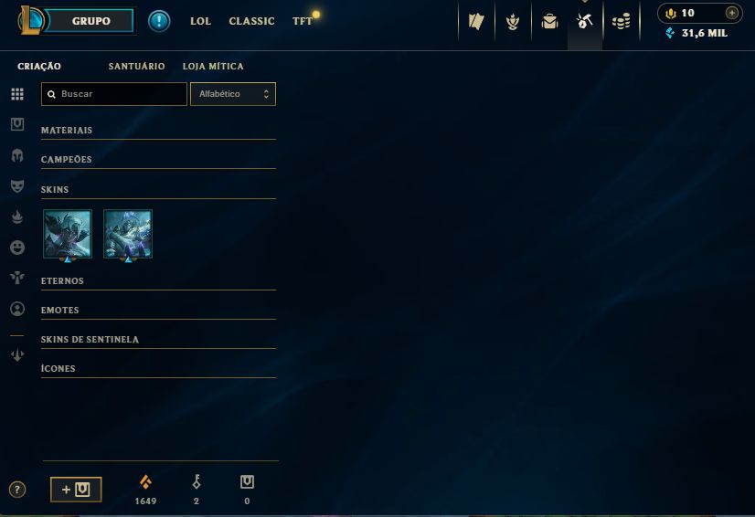 Conta diamante / rp farmado em camp / muita skins boas 190 essencia mitica