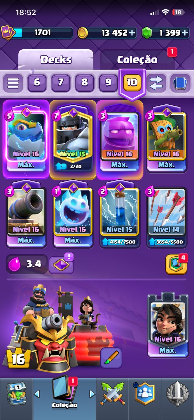 CONTA CLASH ROYALE ARENA 35, 25 EVOS, EMOTES RAROS