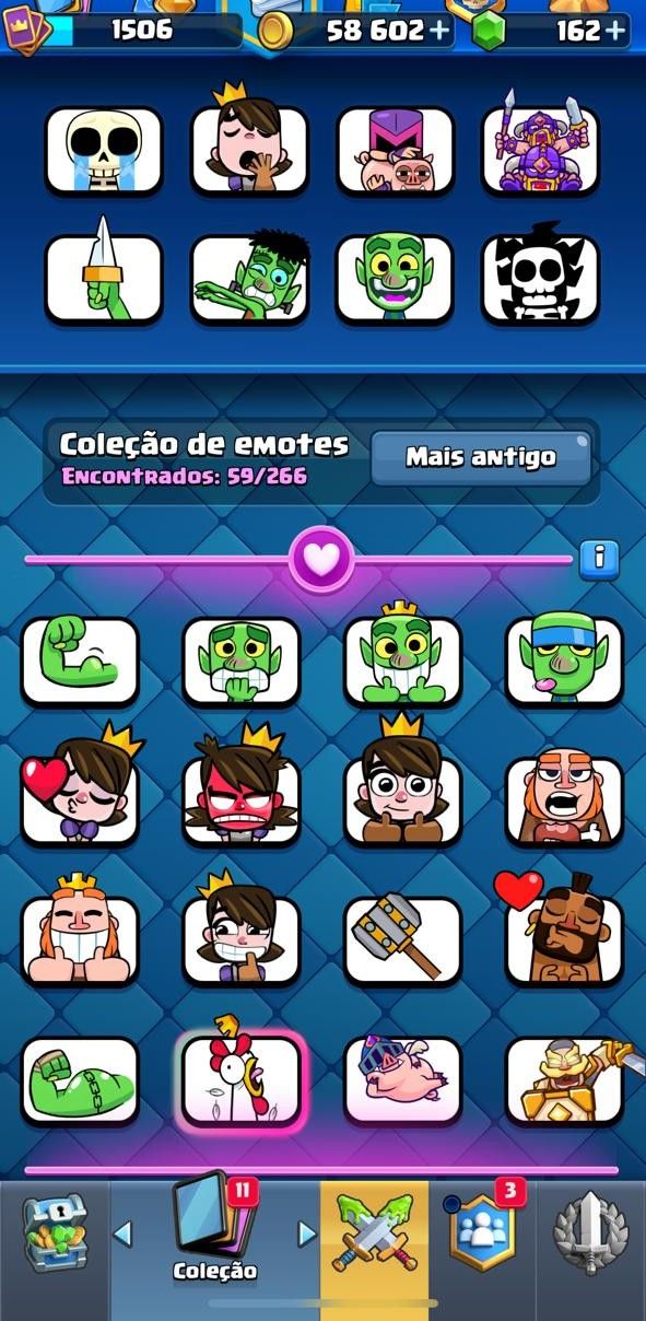 CONTA CLASH ROYALE 11K TROFÉUS/ 12 EVOS/ 6 HEROIS/ EMOJES
