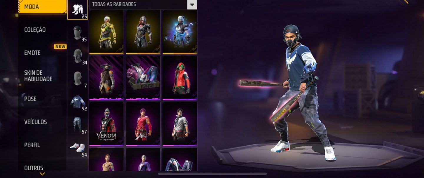 CONTA DE FREE FIRE À VENDA NÍVEL ALTO E MUITAS SKINS