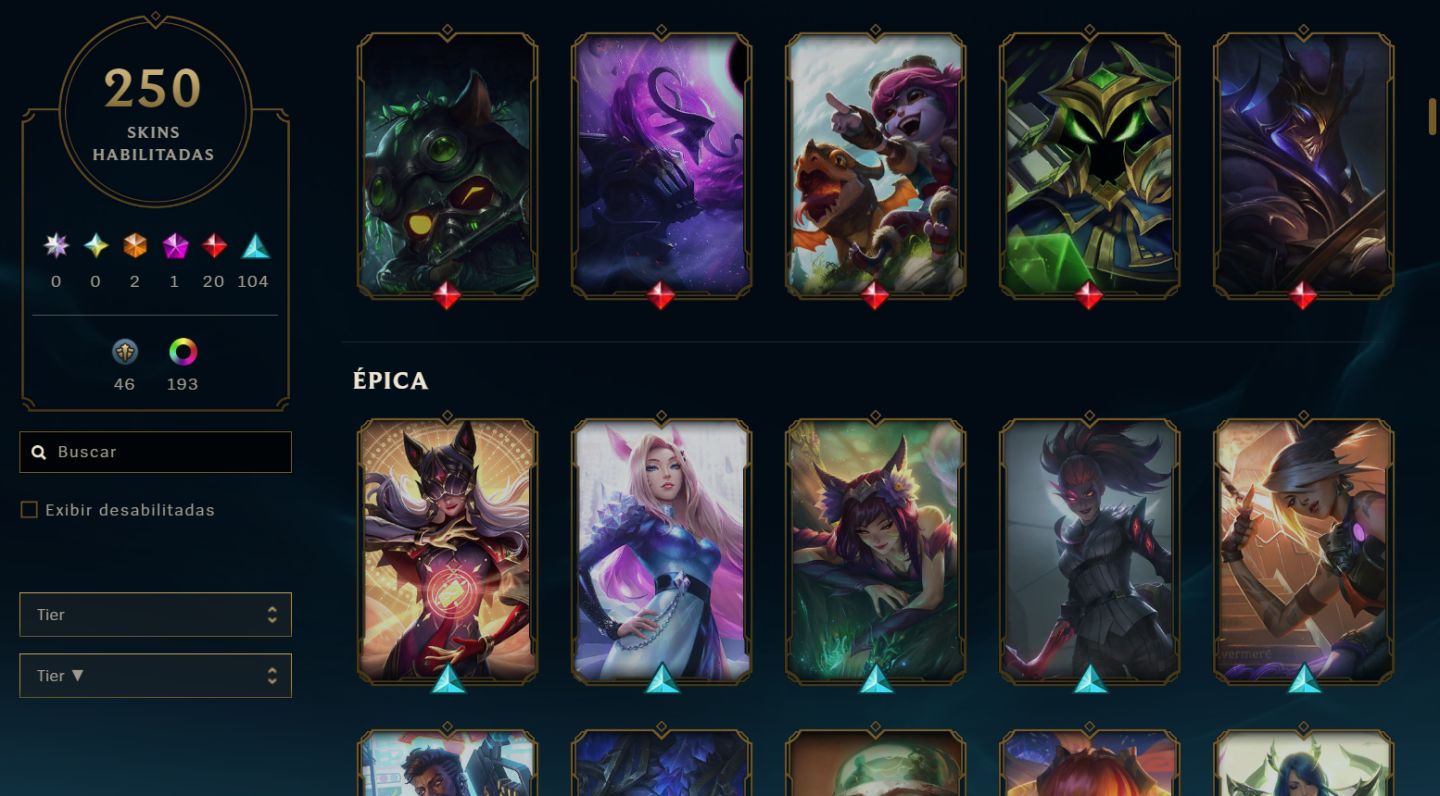 CONTA DE LEAGUE OF LEGENDS / 250 SKINS / Level 368