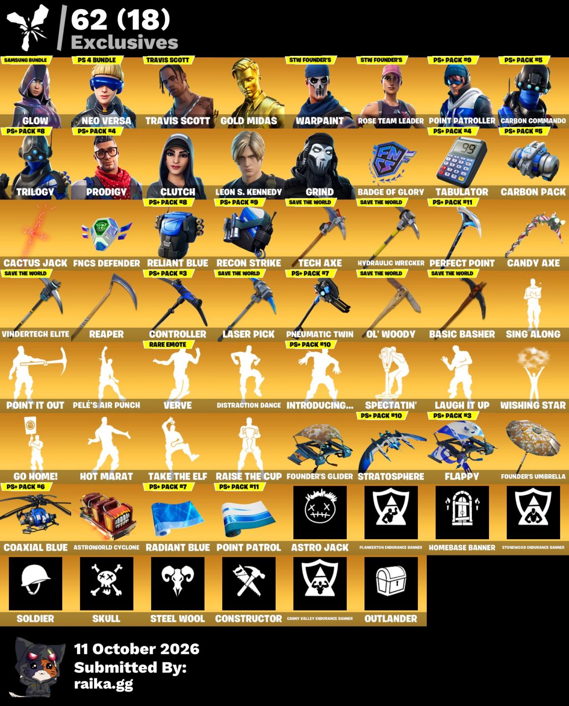 223 SKINS - STW FUNDADOR/ TRAVIS SCOTT/GLOW/ LEON/ NEO VERSA/ EMOTE SWITCH 2