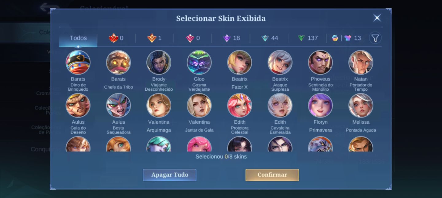 Conta de mobile legends com muitas skins