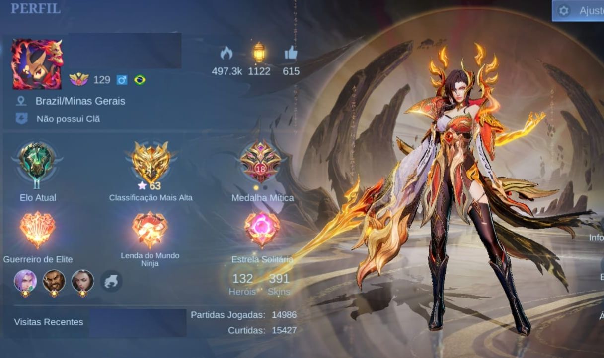 Conta Antiga Lvl 129, Full Herois, Full Emblemas, Muitas Skins e Colecionaveis!!