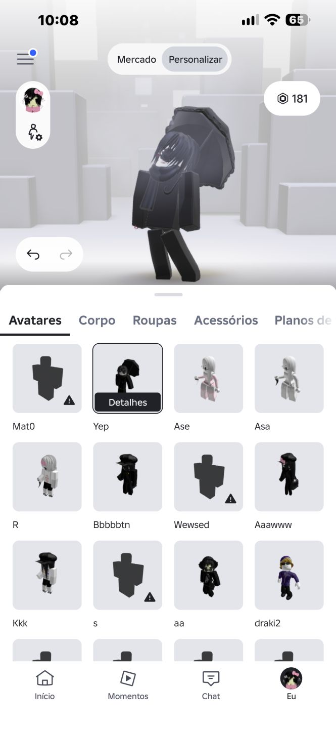 Conta Roblox com 180 robux e várias skins, a preço de banana