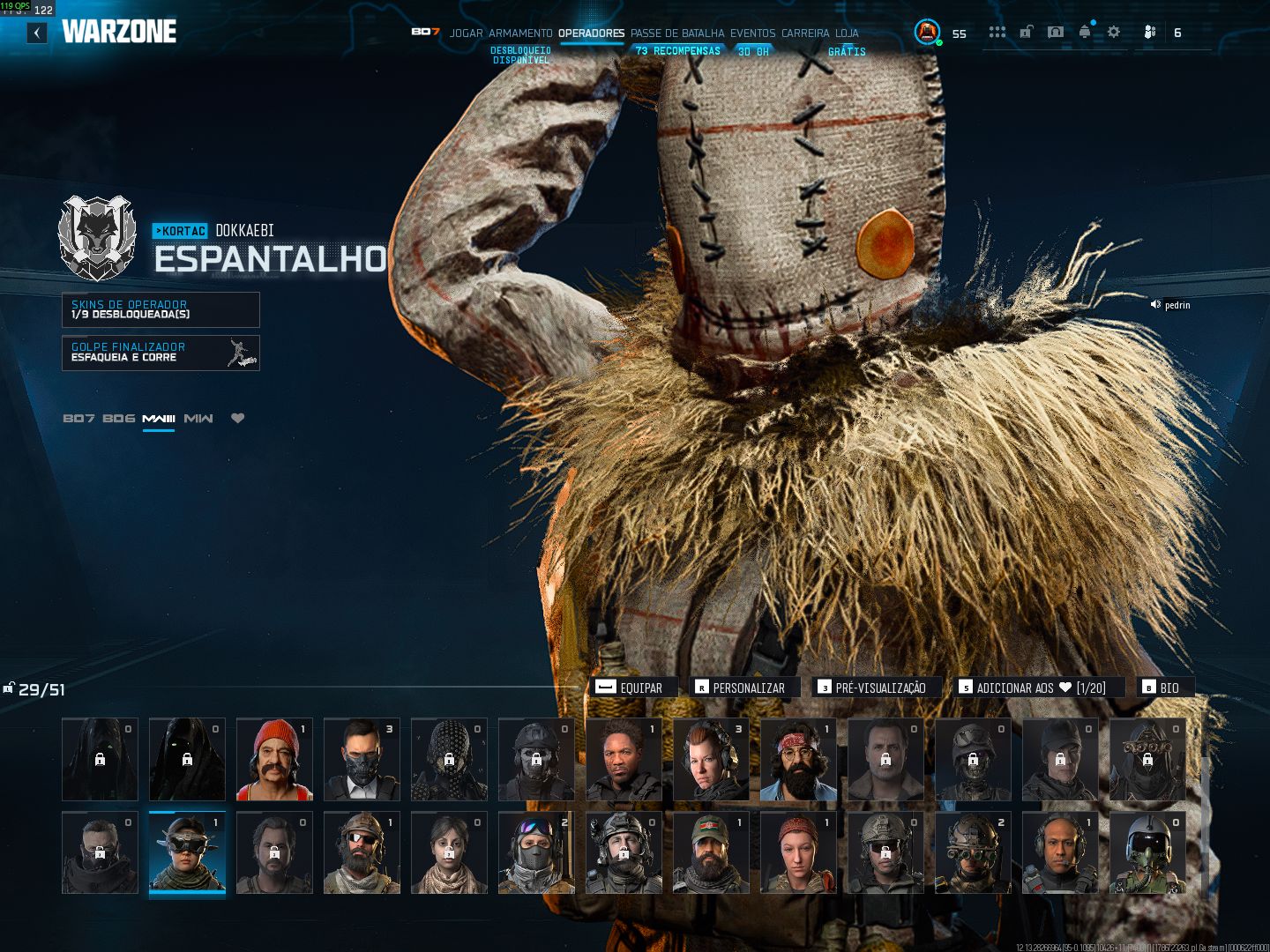 Conta warzone black noir,izzy,snoop dogg,cheech chong,iridas , michael myers