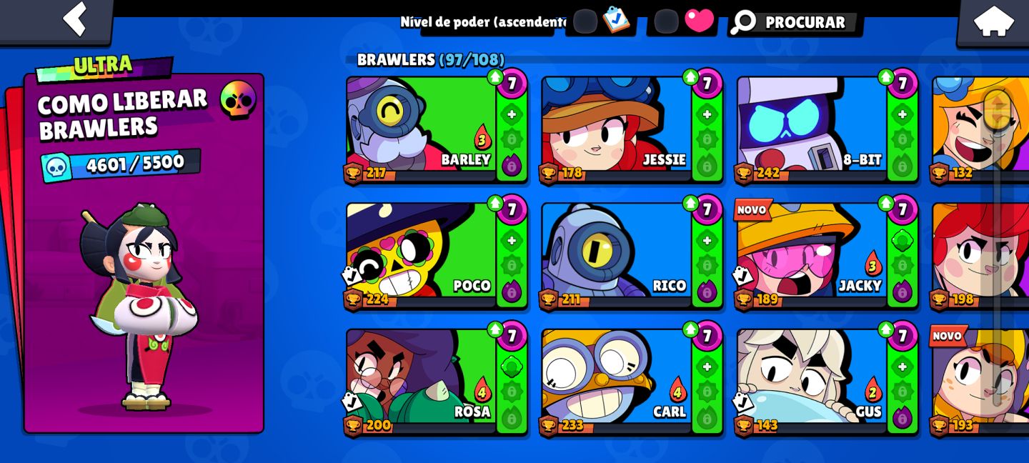 Conta Brawl Stars 97/108 Brawlers, 30k Troféus