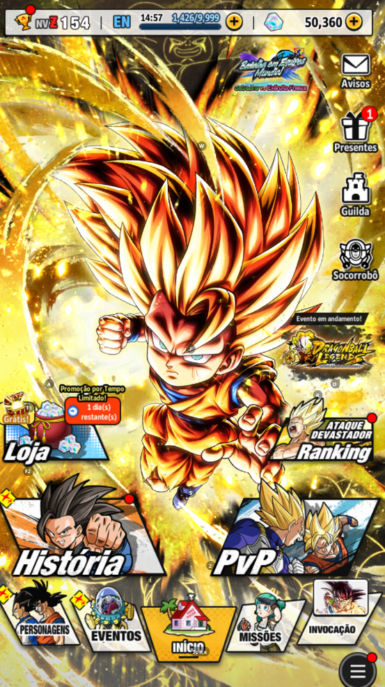 LR GOKU MINI 8 ESTRELAS + 2 LF DAIMA 50.000 CRISTAIS (ANDROID)