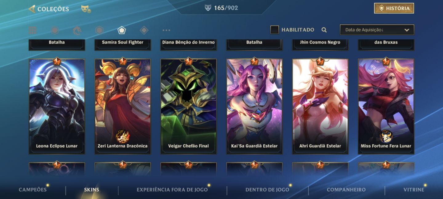Conta de Wild rift com 161 skins conta com 35k de coleção