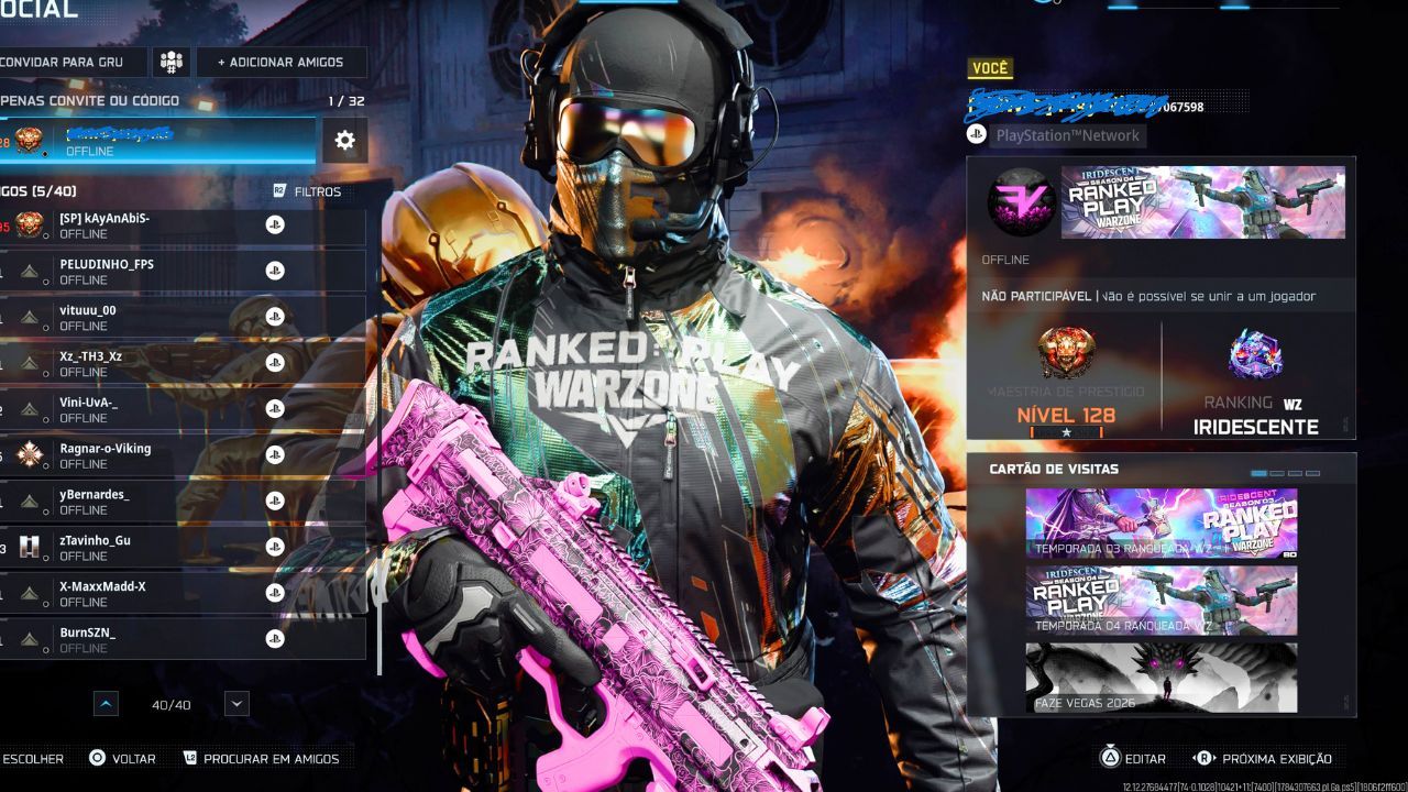 SKIN (IRIDESCENTE) (FAZE VEGAS 2026) (ROYAL REVENS) + 1.100 CP/ NÍVEL 128
