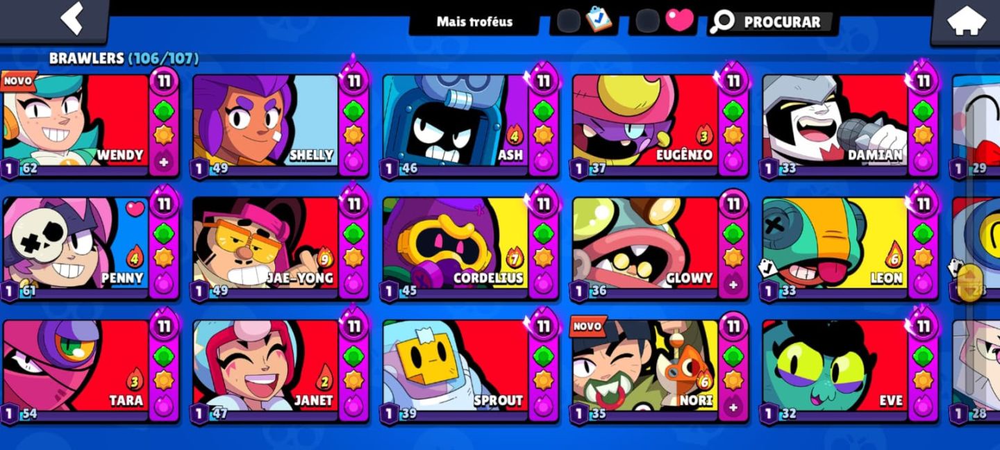 Conta Brasil star full brawlers hipercargas acessórios e poder de estrelas