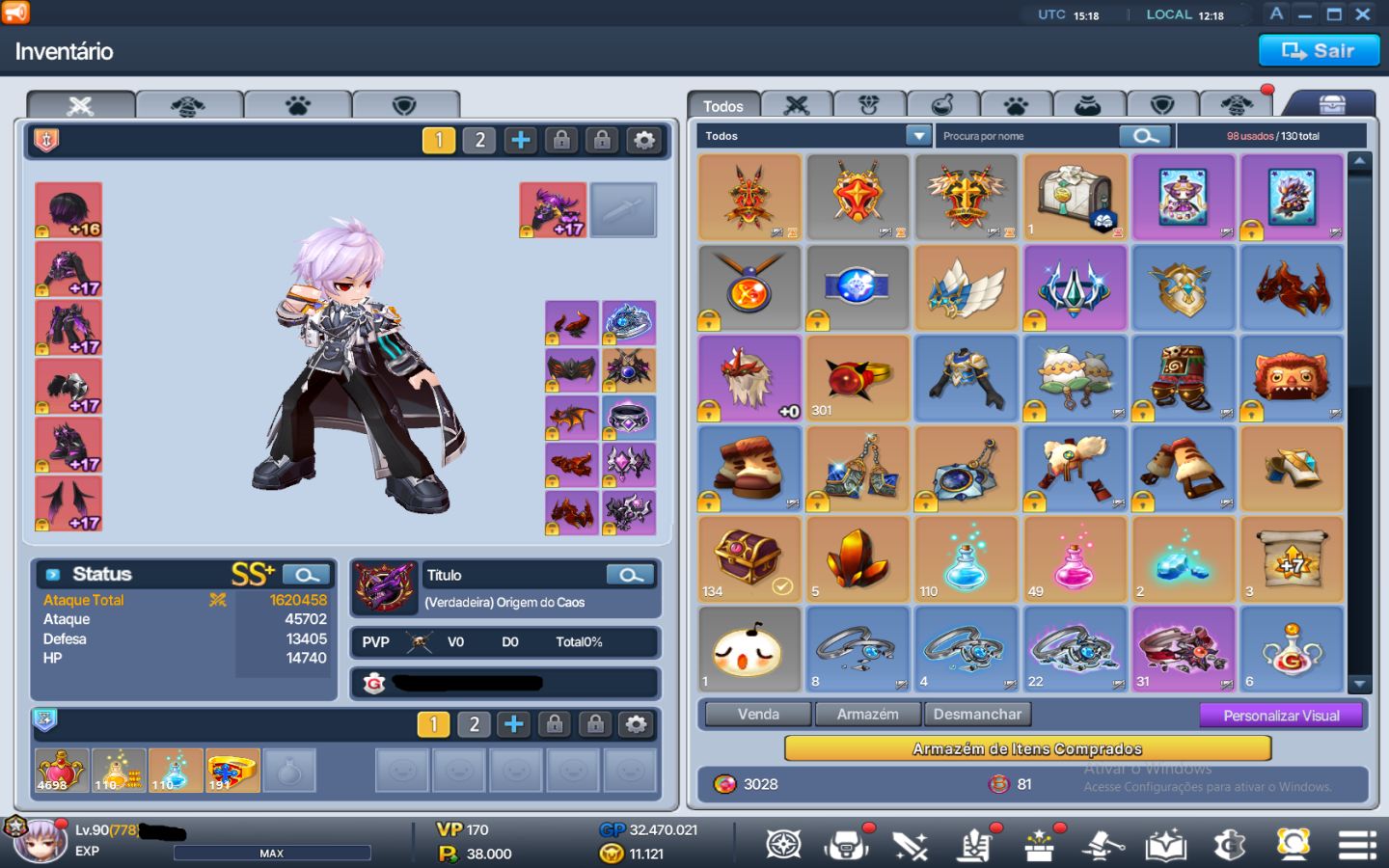 Conta CLV 778 | Zero 8,1KK | 21 personagens 1KK+ 4 800k+ | Maioria com SR
