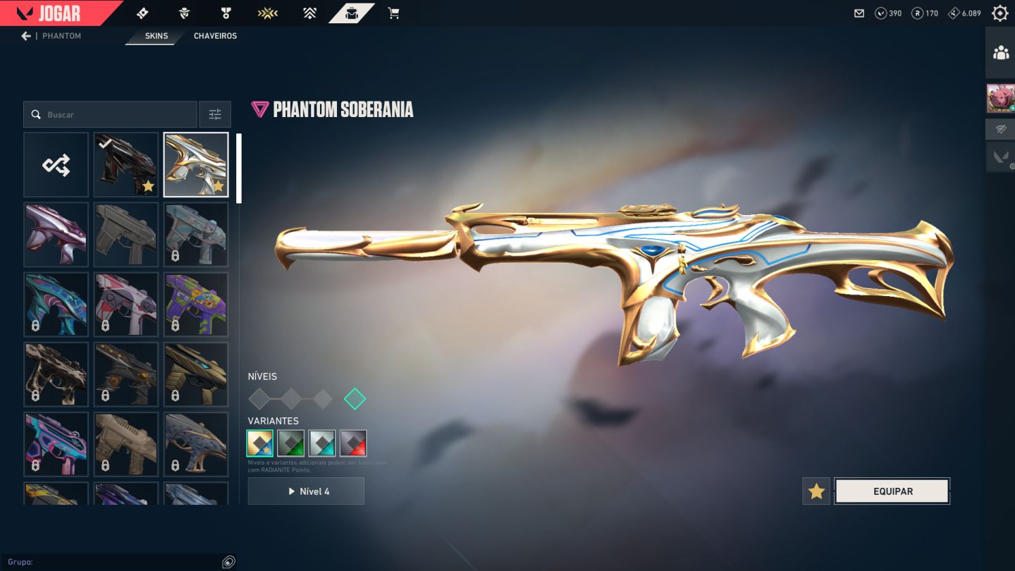 CONTA ASCENDENTE COM FACA KARAMBIT RGX E ZEROFANG, 2 VANDAL E 2 PHANTOM