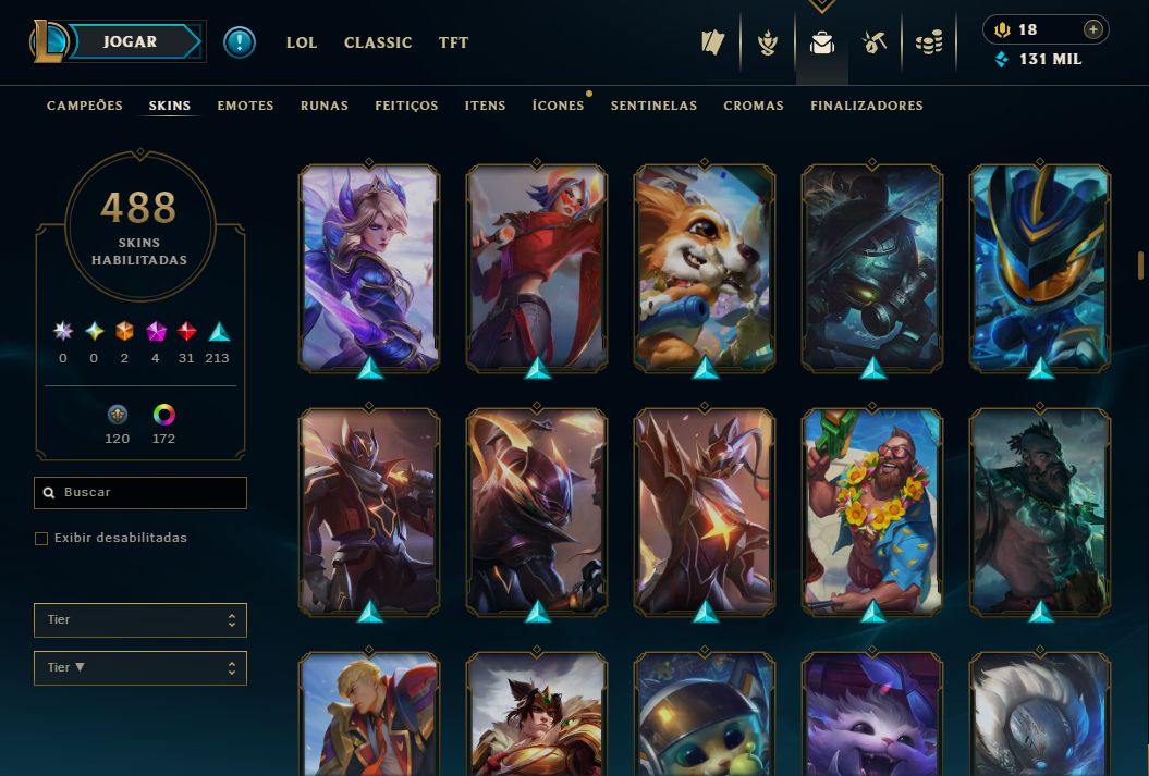 CONTA LEAGUE OF LEGENDS DE 2015// 488 SKINS, ELO MAXIMO D3