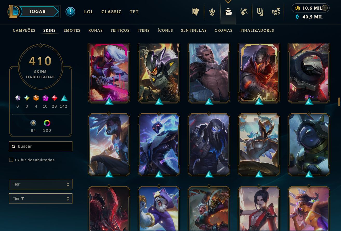 Lvl 534 | 410 skins | 10,662 RP | 210 EM | Bordas e muito mais