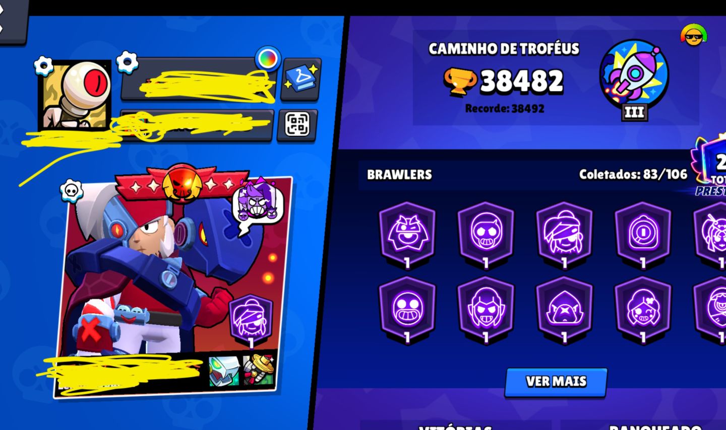 Conta Brawl Stars 2019 38,5K 83 Brawlers 25 Power 11 Nível 181