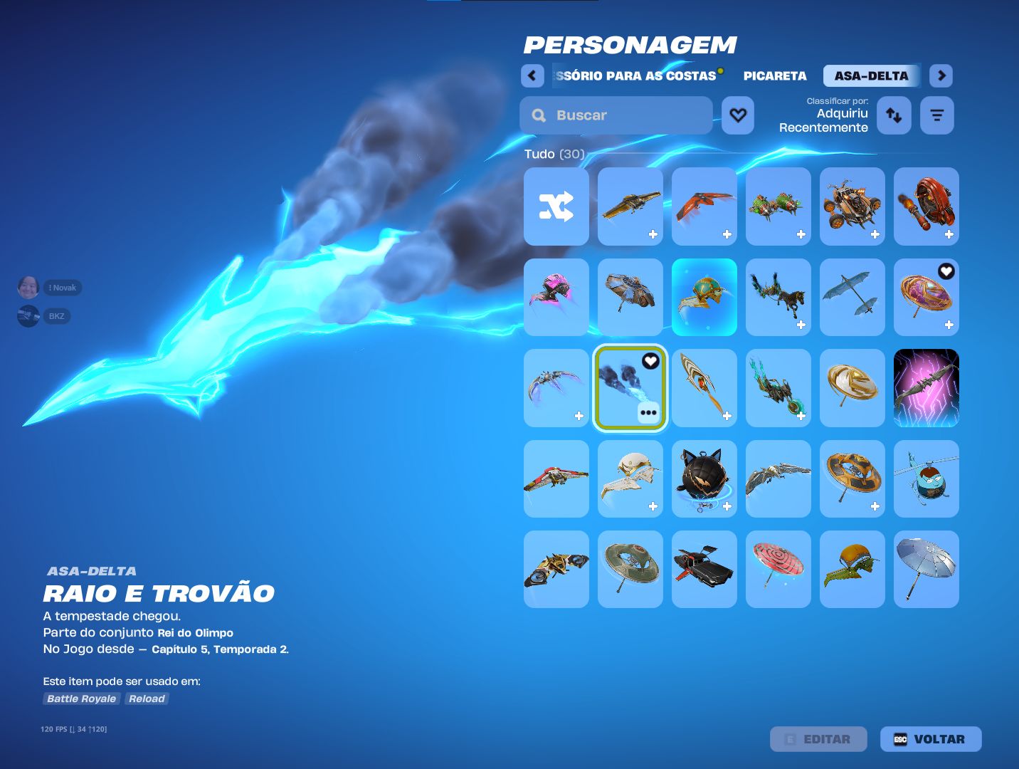 CONTA DE FORTNITE 29 SKINS / 30 GLIDERS / 42 PICARETAS