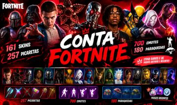 Conta Fortnite 161 skins 700 emotes Kratos FNCS Travis Scott Marvel Passe