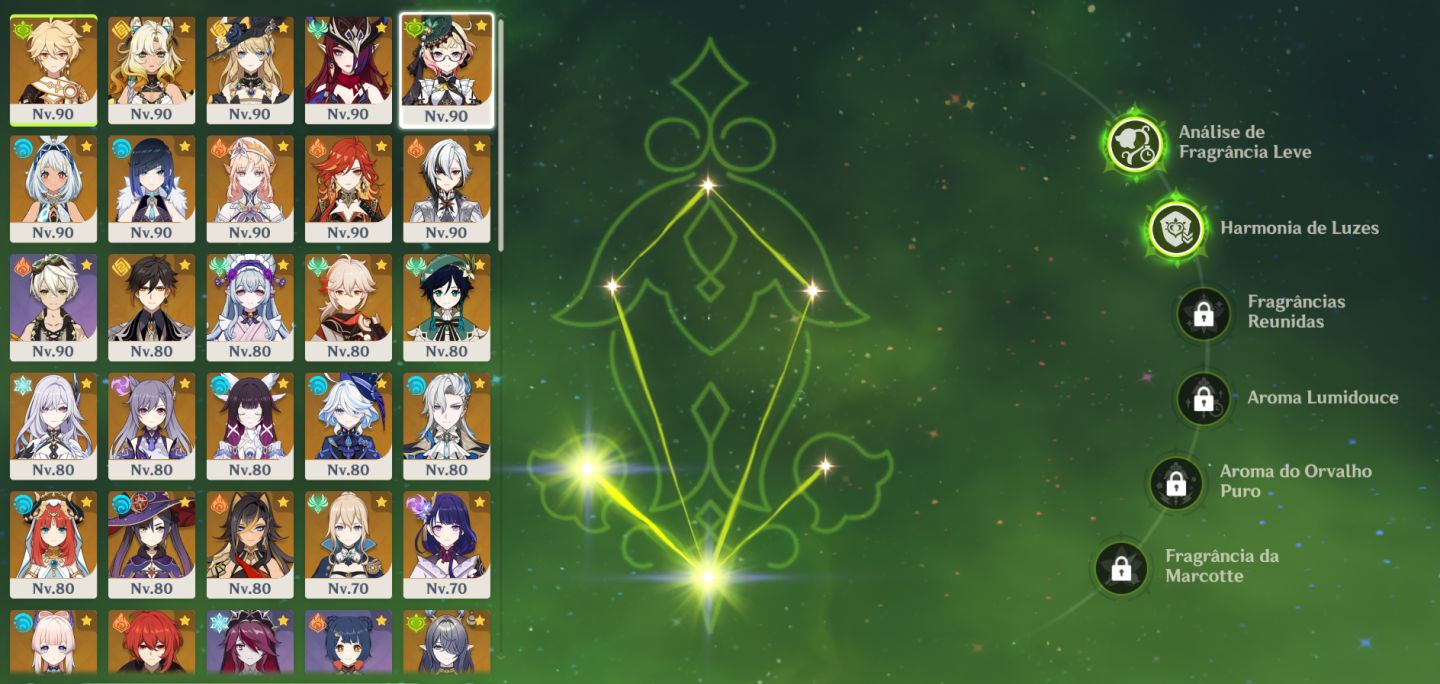 Genshin: conta AR59, com 20 persona T5 limitados e 11 Armas T5
