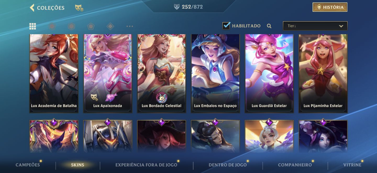 Conta de wild rift prestígio Lux e Morgana