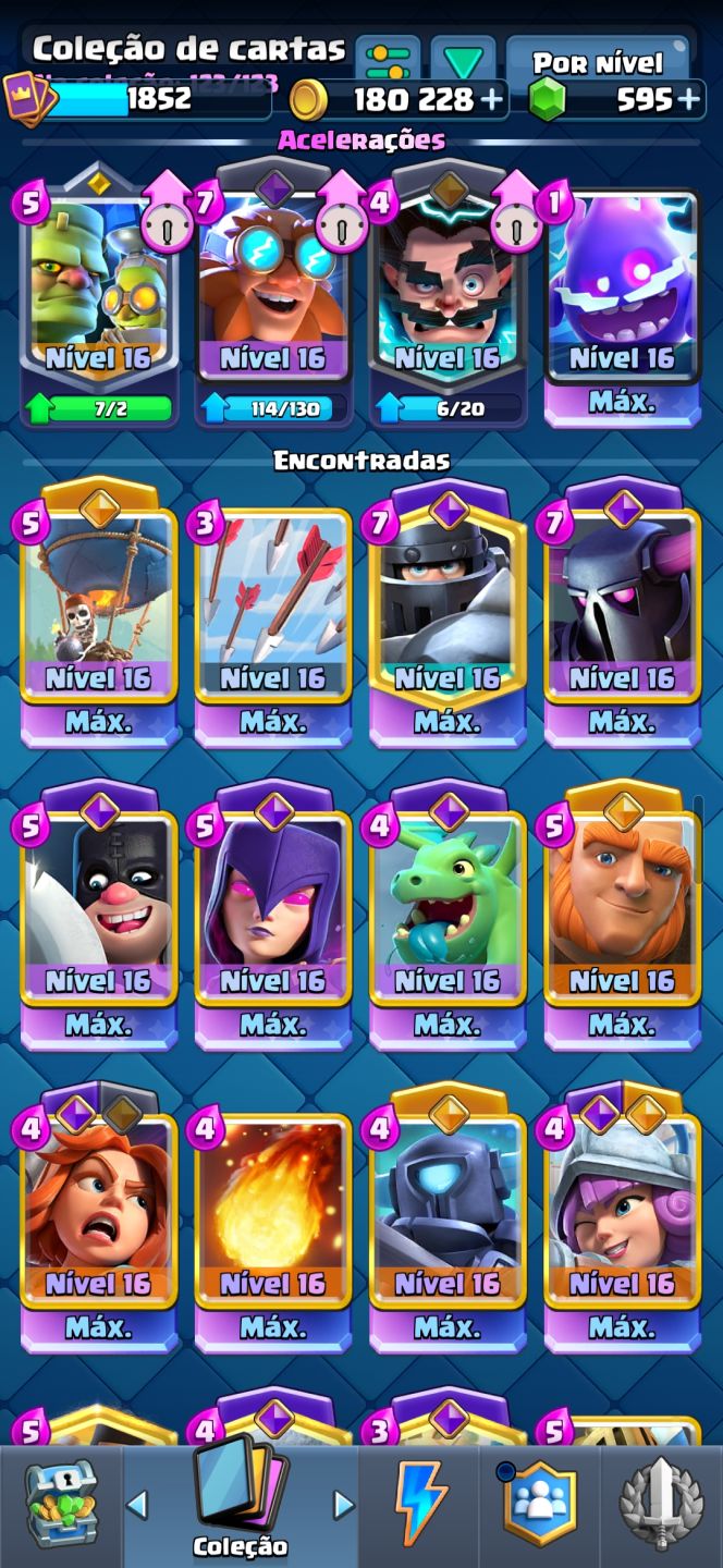 CONTA CLASH ROYALE | TORRE 16 | 41 CARTAS NV. 16 | 9 HERÓICAS | 22 EVOLUÇÕES
