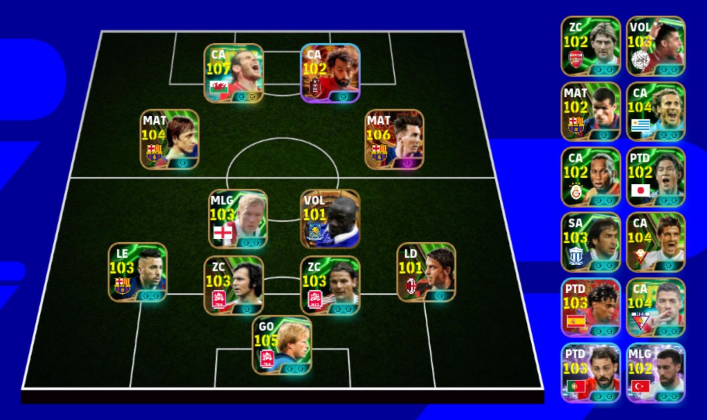 Conta Meta de Efootball Mobile com Salah Blitz, Bale Novo, Messi BigTime e Cruyf