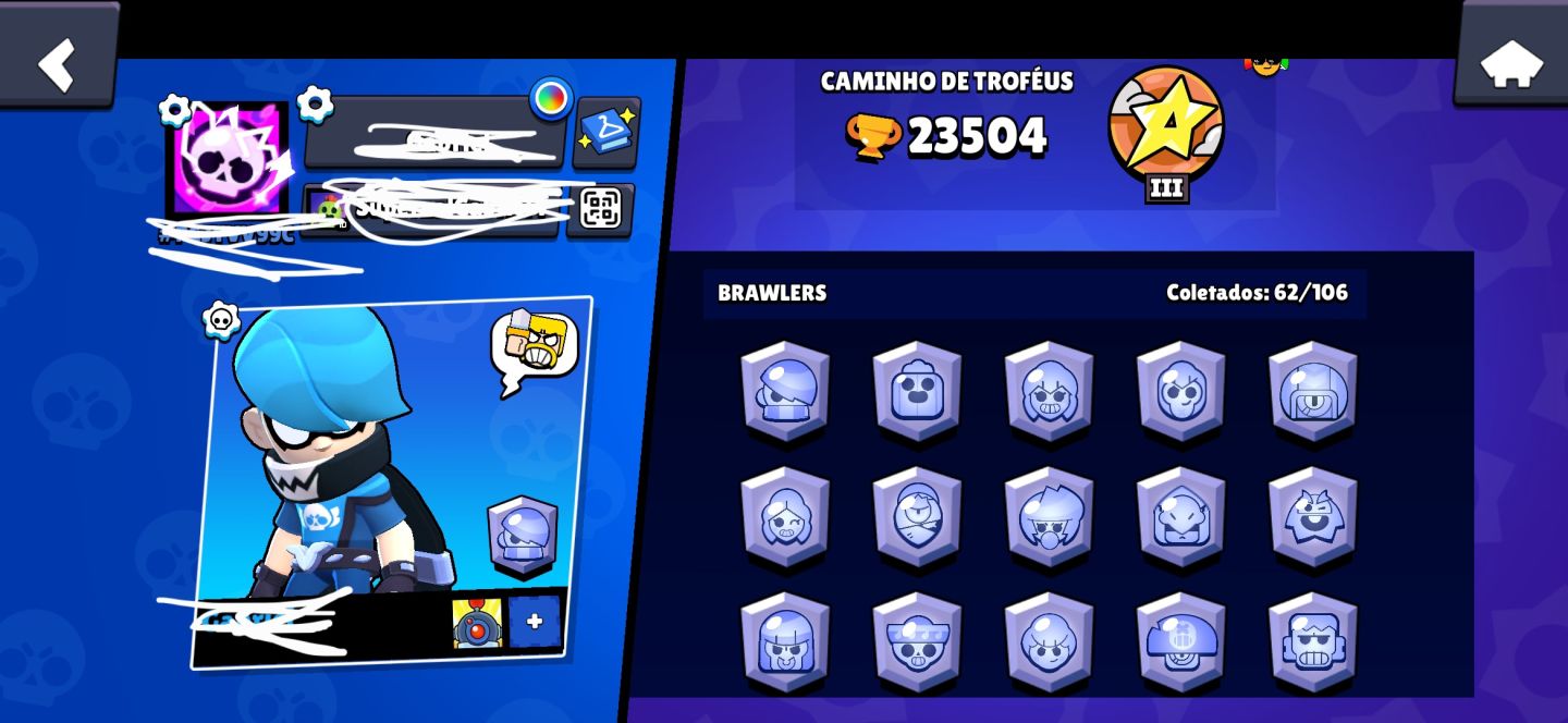 CONTA BRAWL STARS | 62 BRAWLERS | SPIKE +AMBER +WATSON +CHESTER | 23.5K TROFÉUS