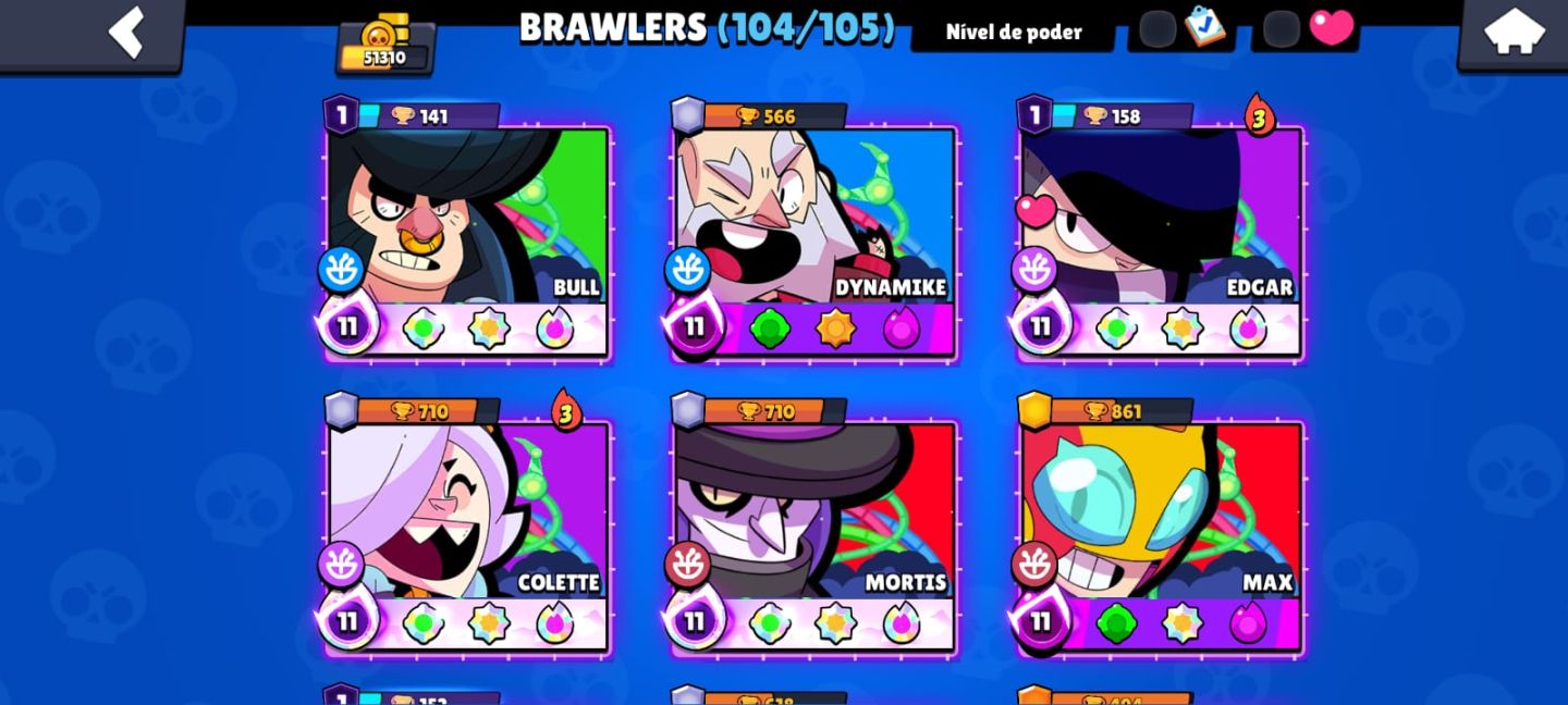 Conta Brawl Stars (Todos os personagens / + 62K Troféus)